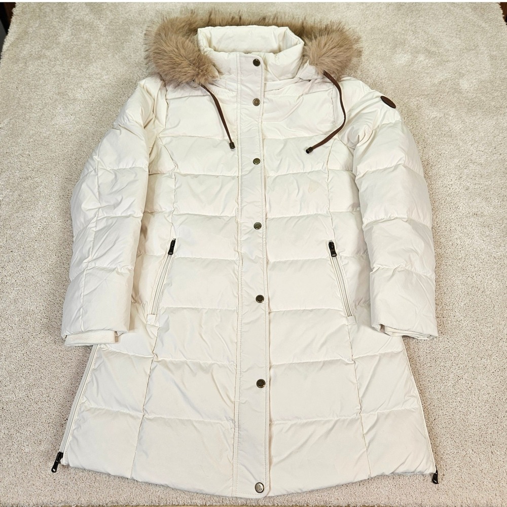 Lauren Ralph Lauren Heritage Down Feather Fill Puffer Faux Fur Trim Hood Size M